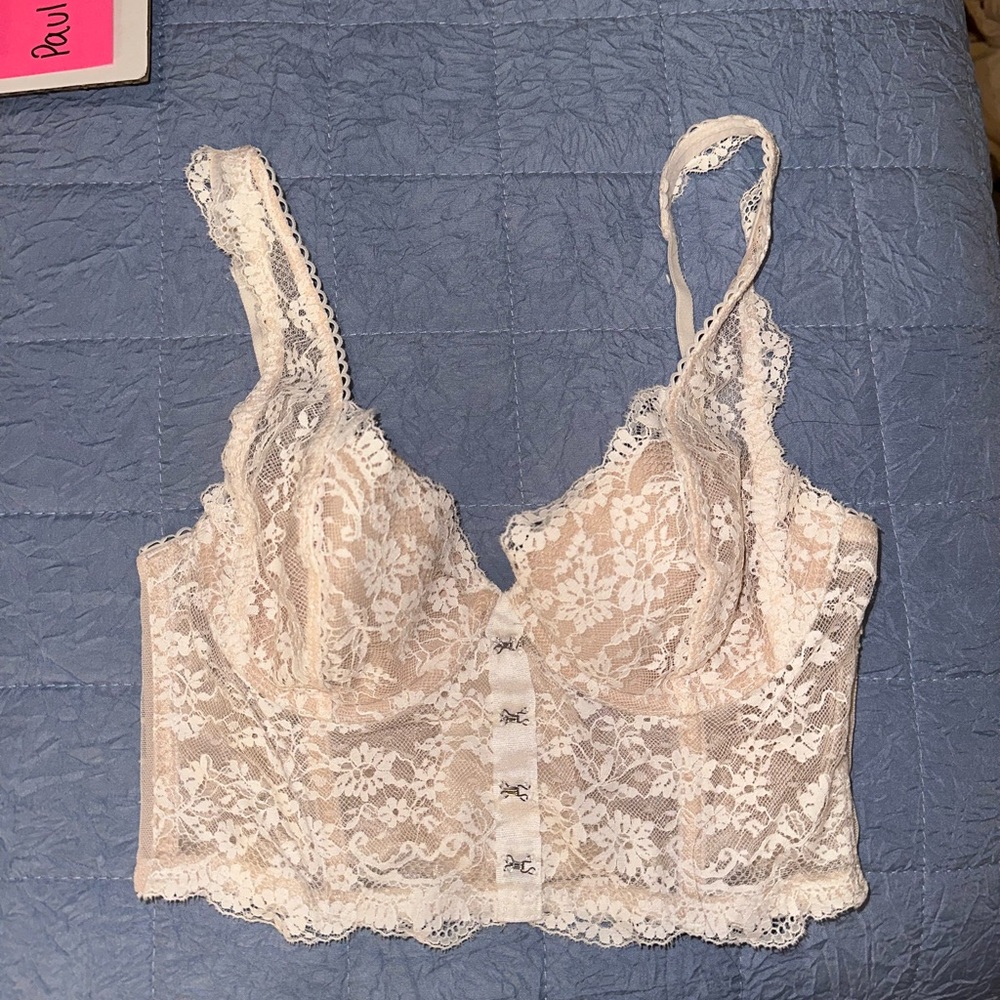 Victoria's Secret Cream Lace Bralette with Floral Pattern